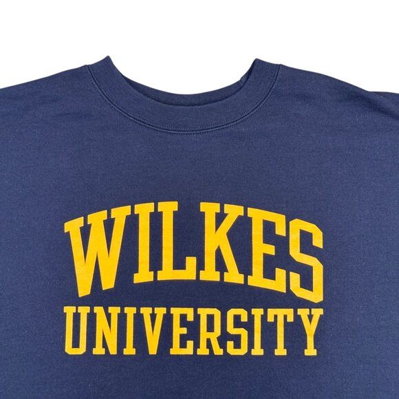 Wilkes University Sweatshirt Mens Large L Navy Blue Champion Crewneck Pullover - Picture 4 of 8